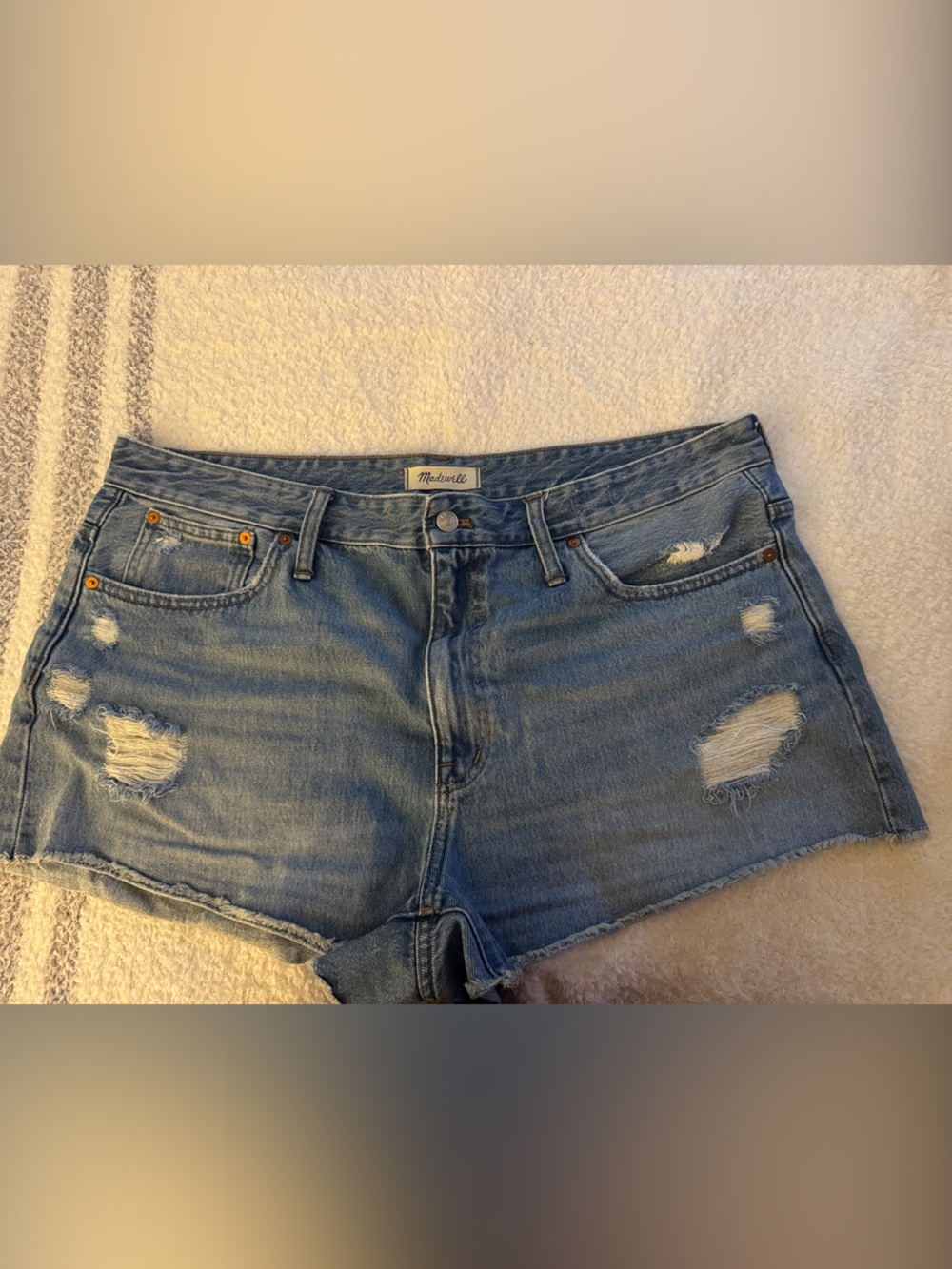 Madewell Light Blue Ripped Denim Shorts